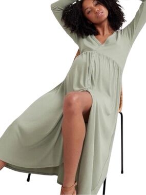 Hatch The Softest Rib Nursing Dress in sage green size women’s 3 large